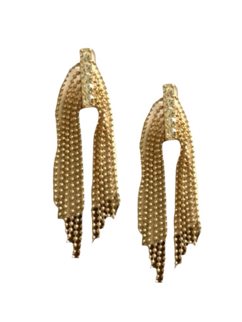 Gold Metal Fringe Tassel Post Earrings